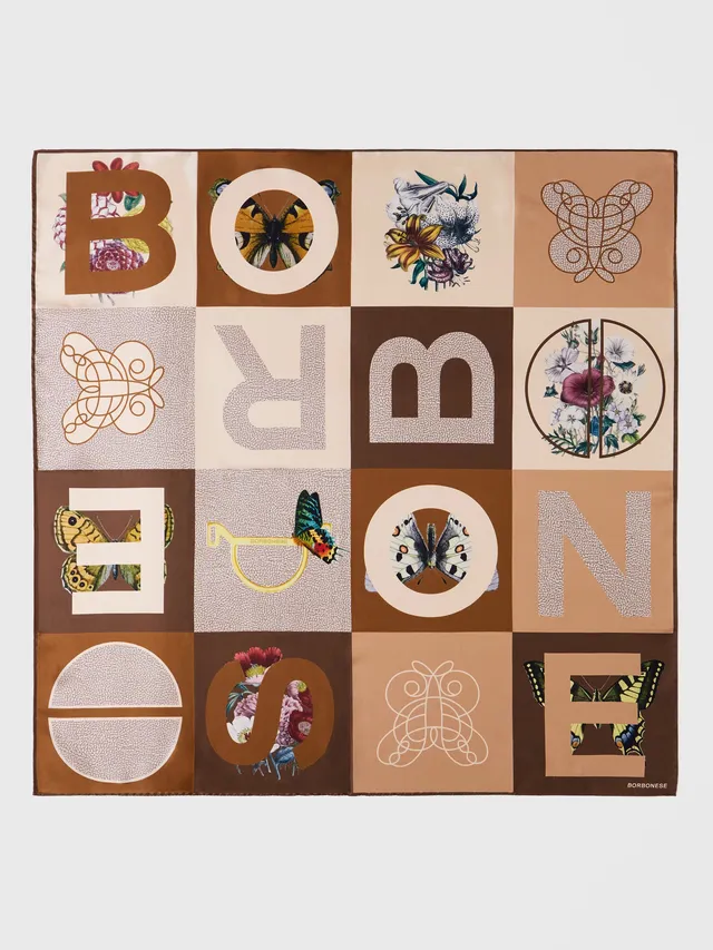 borbonese-foulard-90x90-foulard-in-pura-seta-twill-stampata-con-motivi-d-archivi image 1
