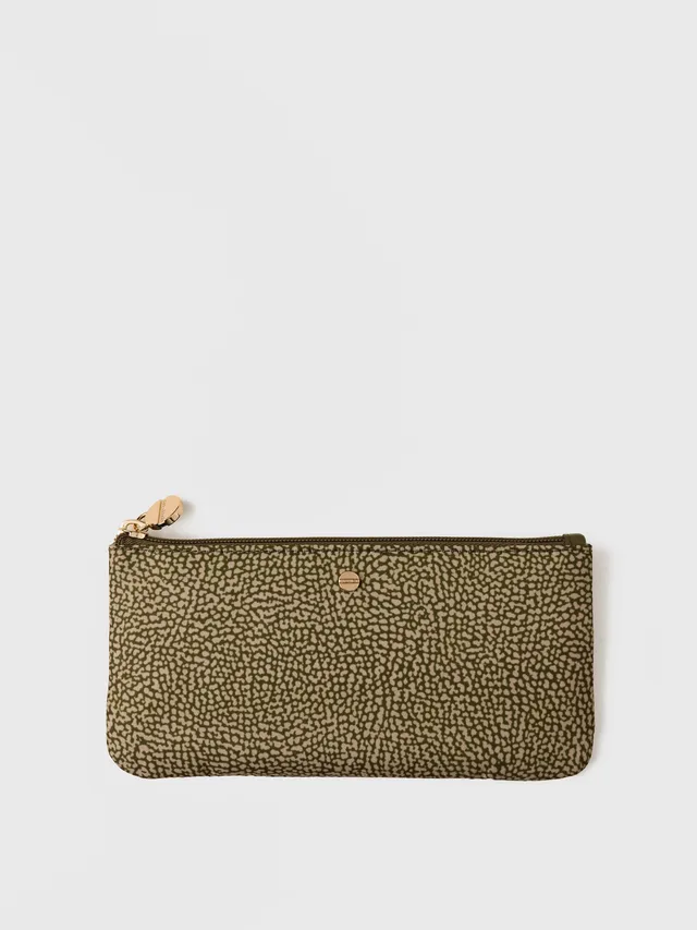 borbonese-busta-portadocumenti-pochette-in-tessuto-riciclato-stampa-op-con-pelle image 1