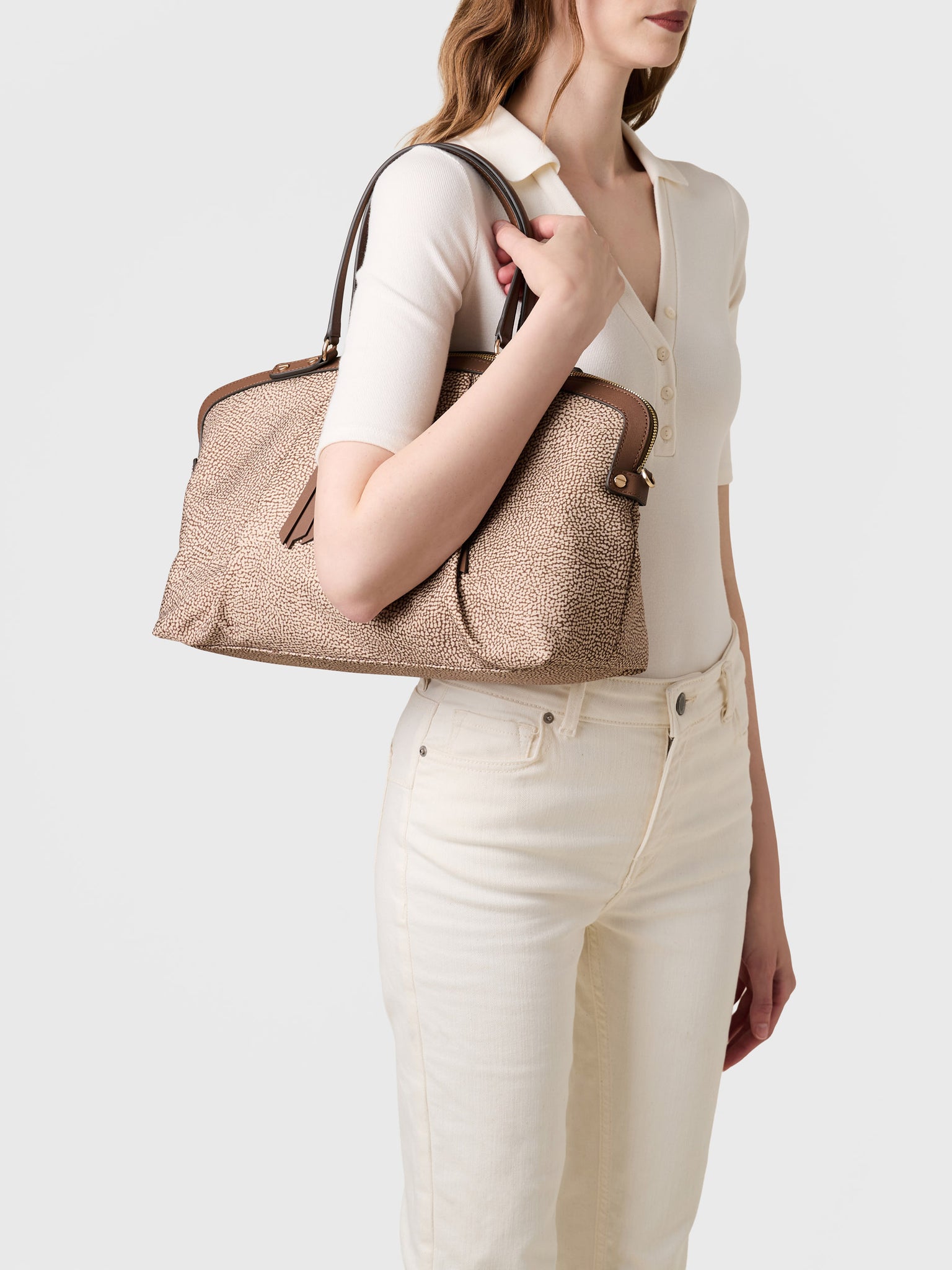 borbonese-frame-borsa-bauletto-medium-tessuto-riciclato-stampa-op-vitello-tracol image 3