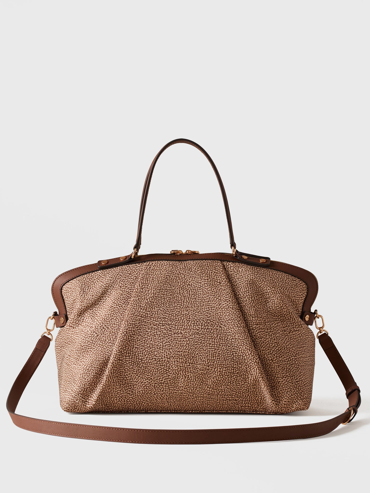 borbonese-frame-borsa-bauletto-medium-tessuto-riciclato-stampa-op-vitello-tracol image 5
